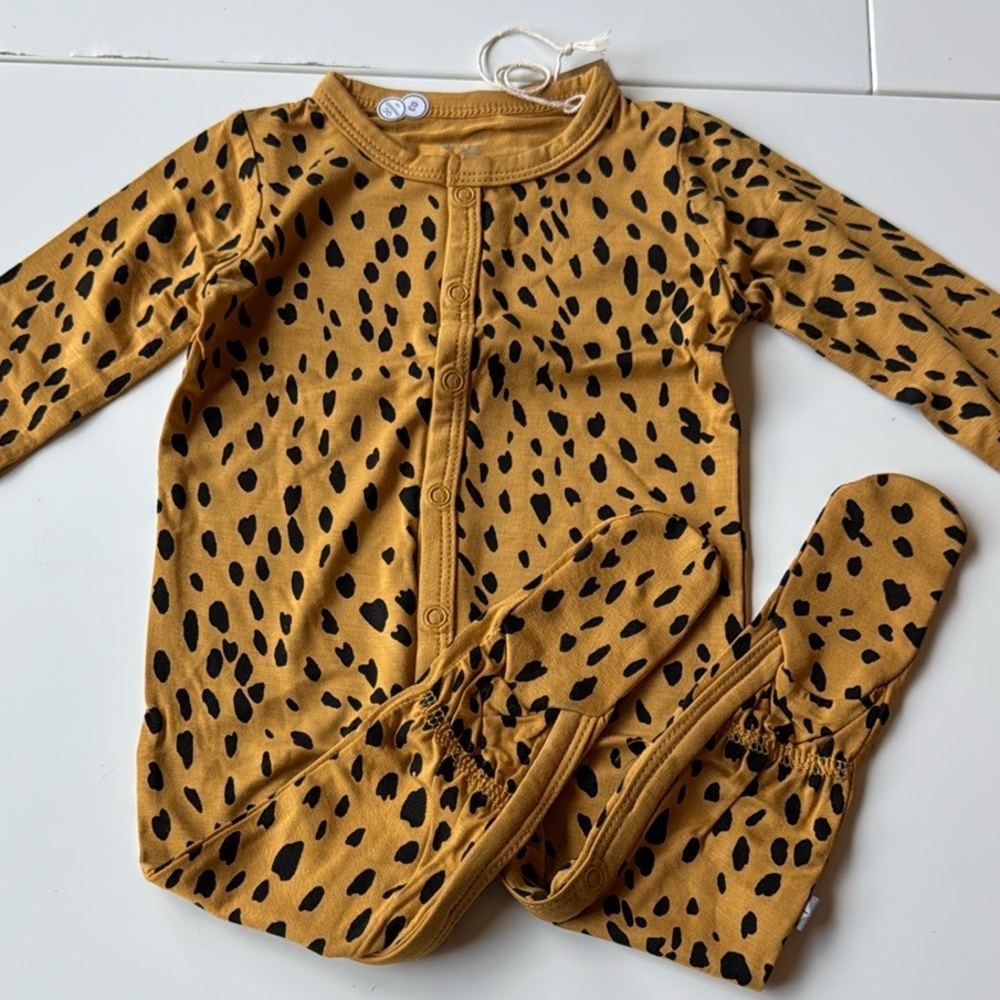 Kyte Baby Marigold Cheetah Long Sleeve Pajamas 3-6 M NWT
